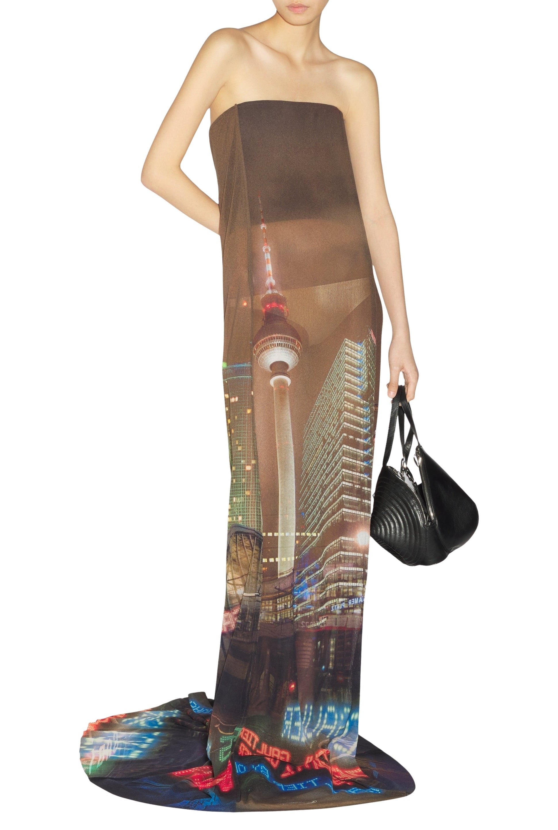 Robe JPG x Shayne Oliver imprimée en tulle - Brown & Green & Blue