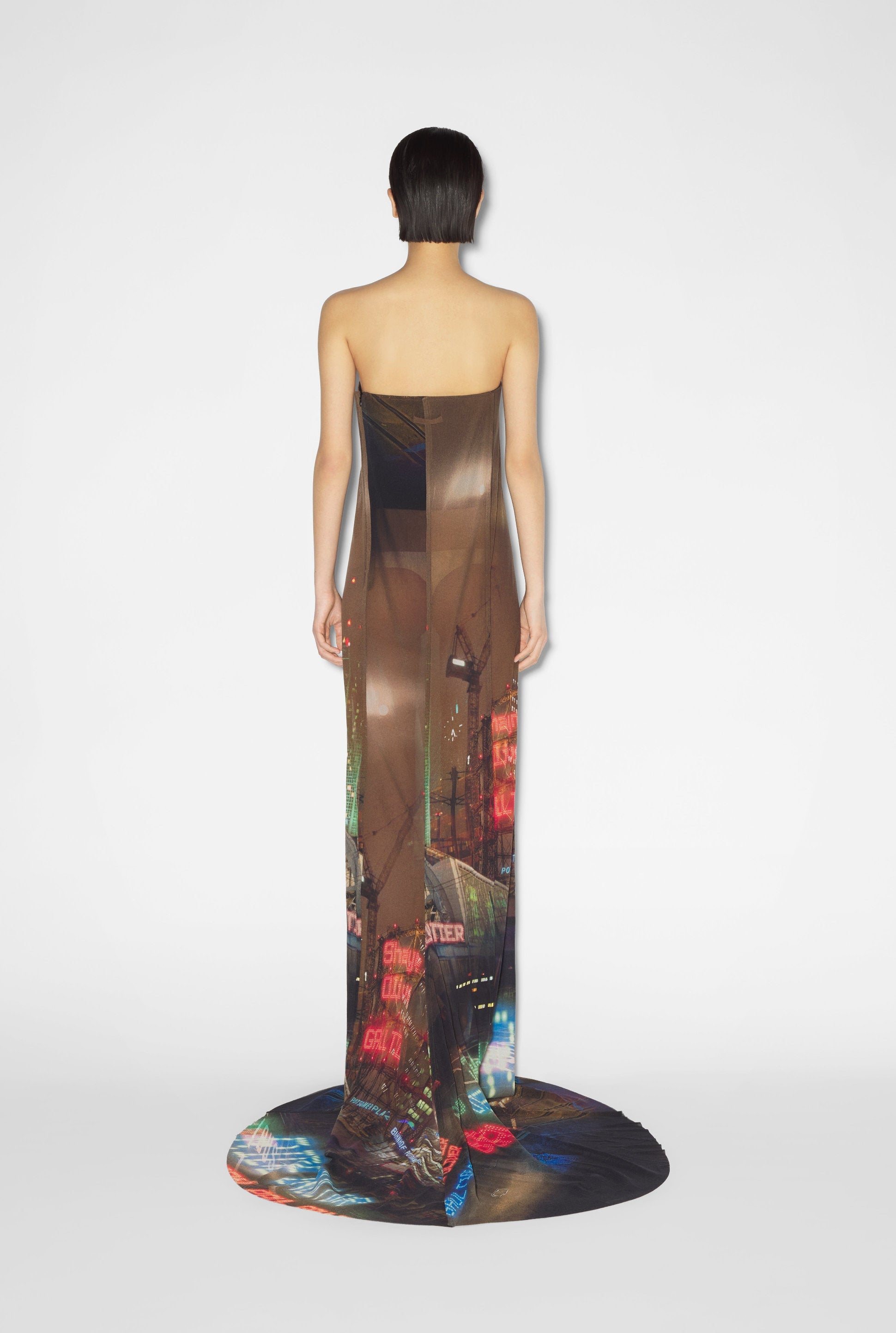 Robe JPG x Shayne Oliver imprimée en tulle - Brown & Green & Blue