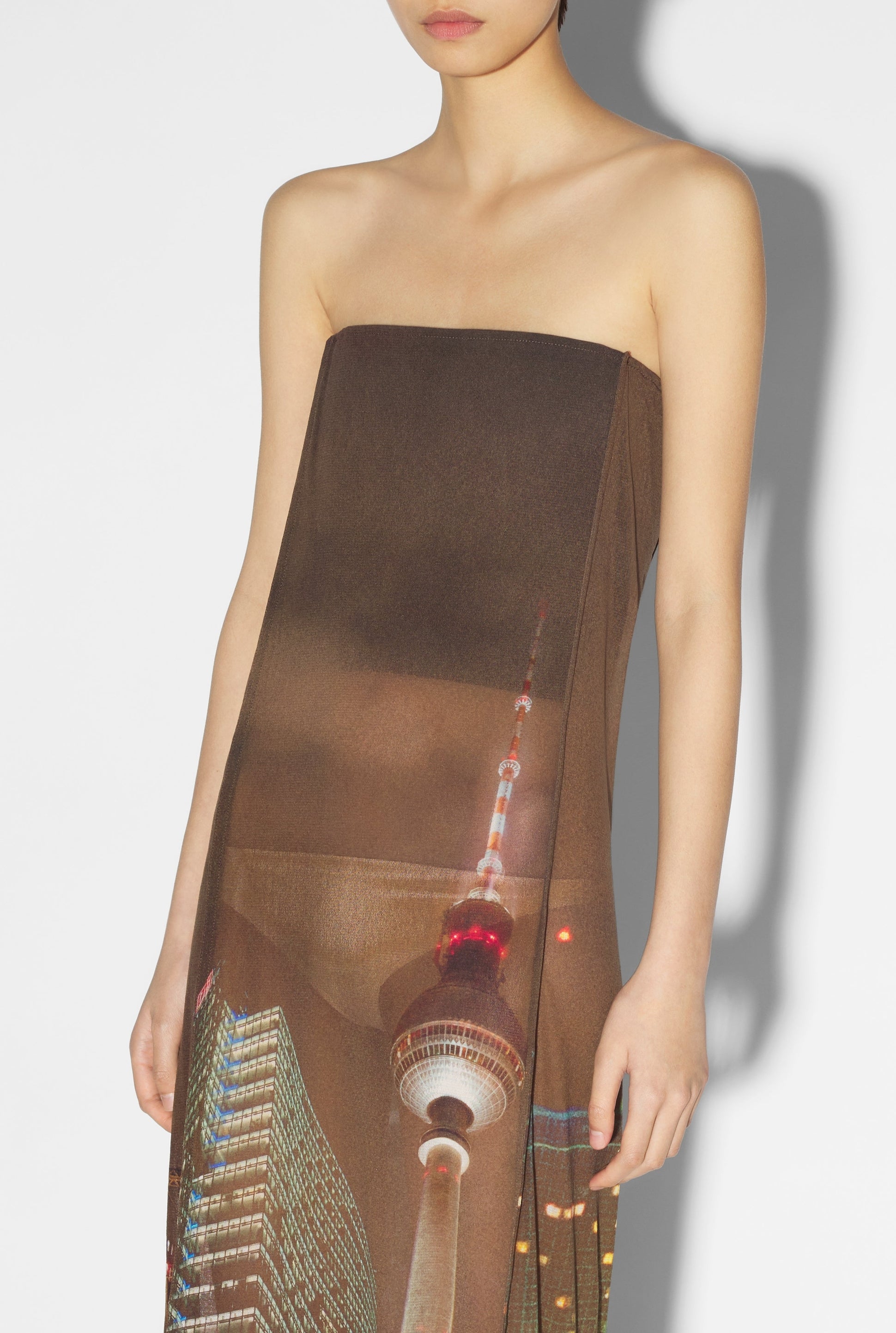 Robe JPG x Shayne Oliver imprimée en tulle - Brown & Green & Blue