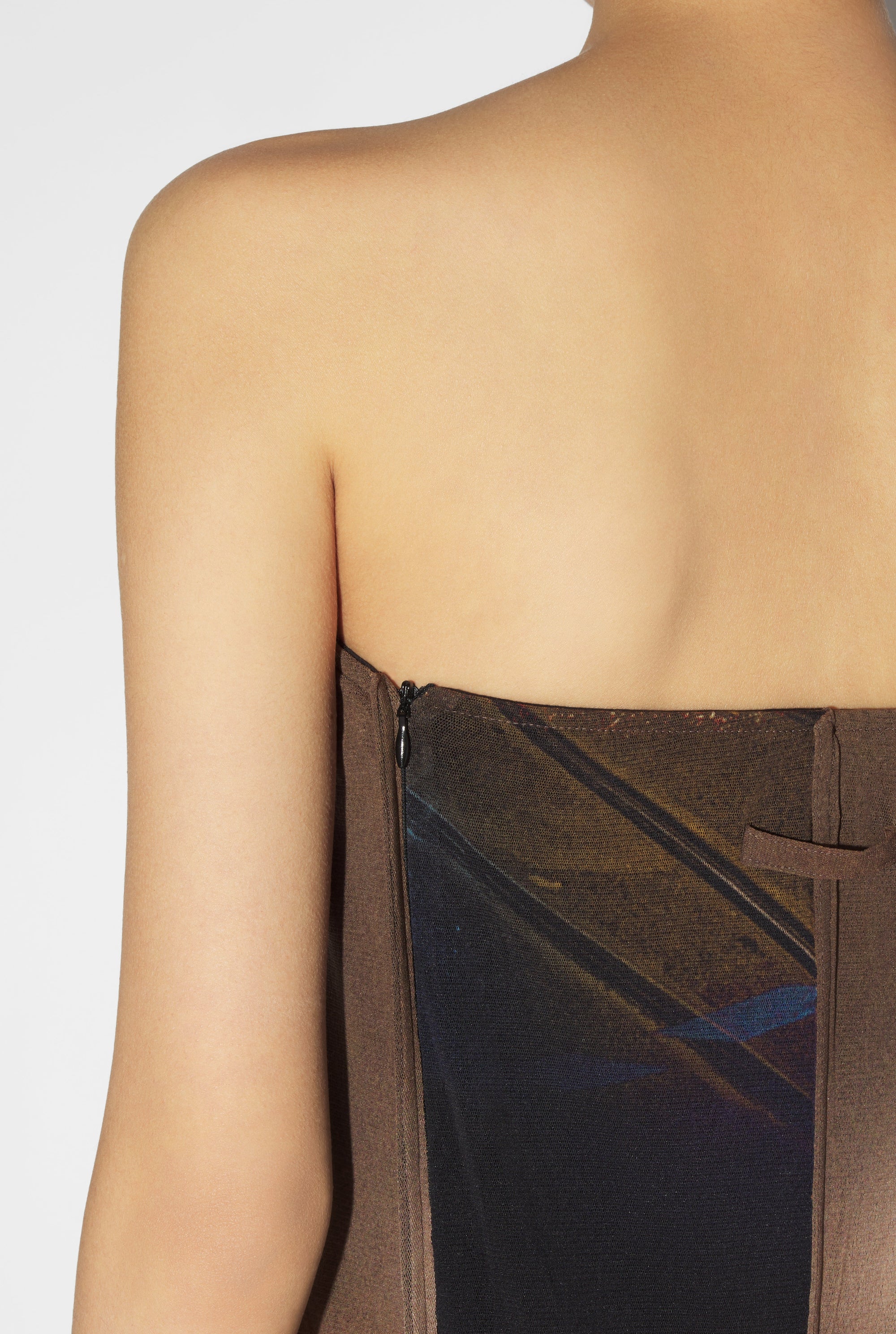 Robe JPG x Shayne Oliver imprimée en tulle - Brown & Green & Blue