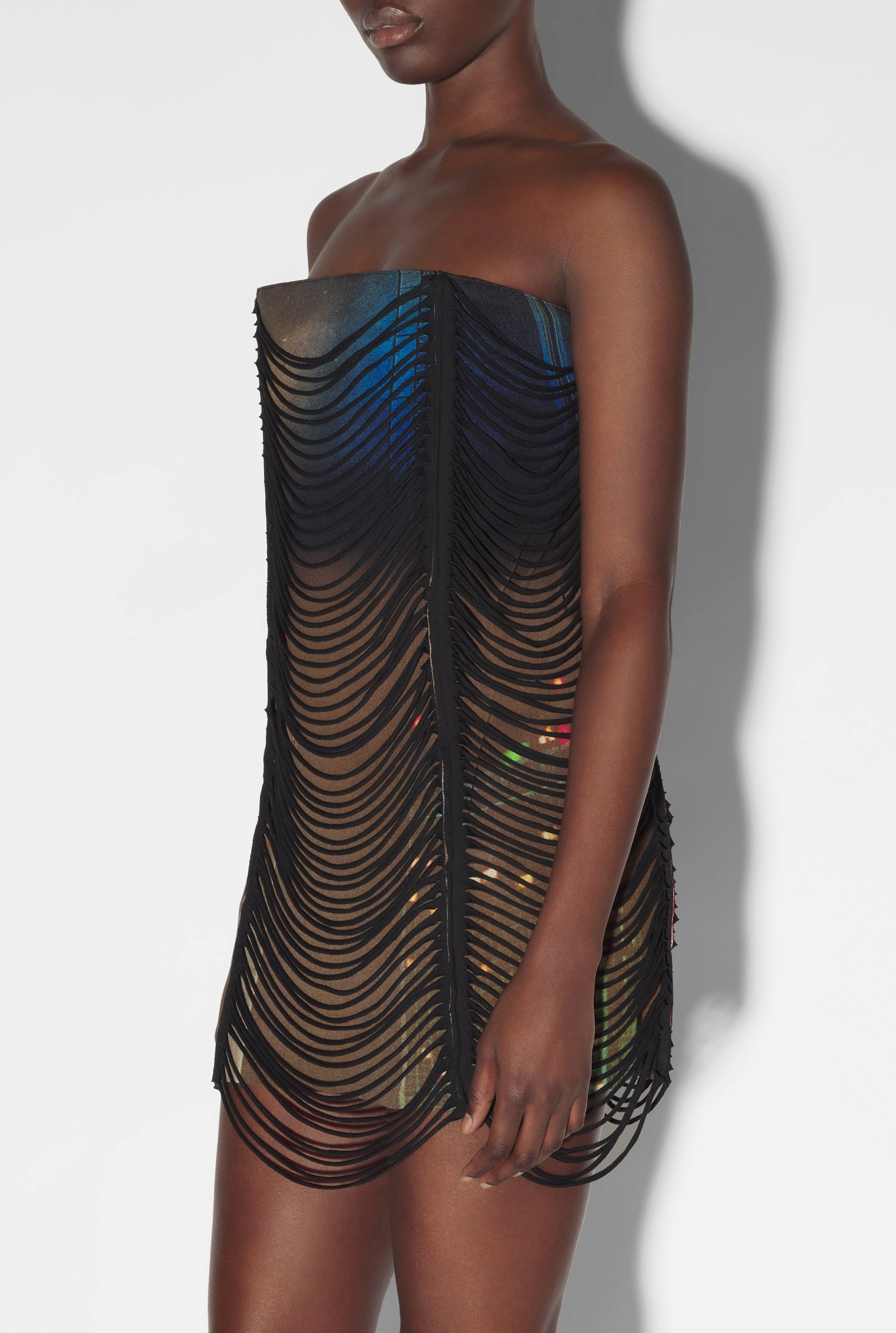 Robe courte JPG x Shayne Oliver imprimée - Brown & Green & Blue