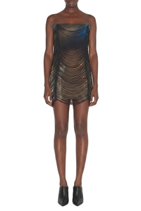 Robe courte JPG x Shayne Oliver imprimée - Brown & Green & Blue