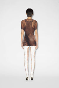 Robe JPG x Shayne Oliver imprimée en tulle - Dark Nude & Black