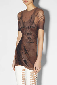 Robe JPG x Shayne Oliver imprimée en tulle - Dark Nude & Black