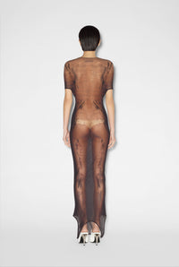 Robe JPG x Shayne Oliver imprimée en tulle - Dark Nude & Black
