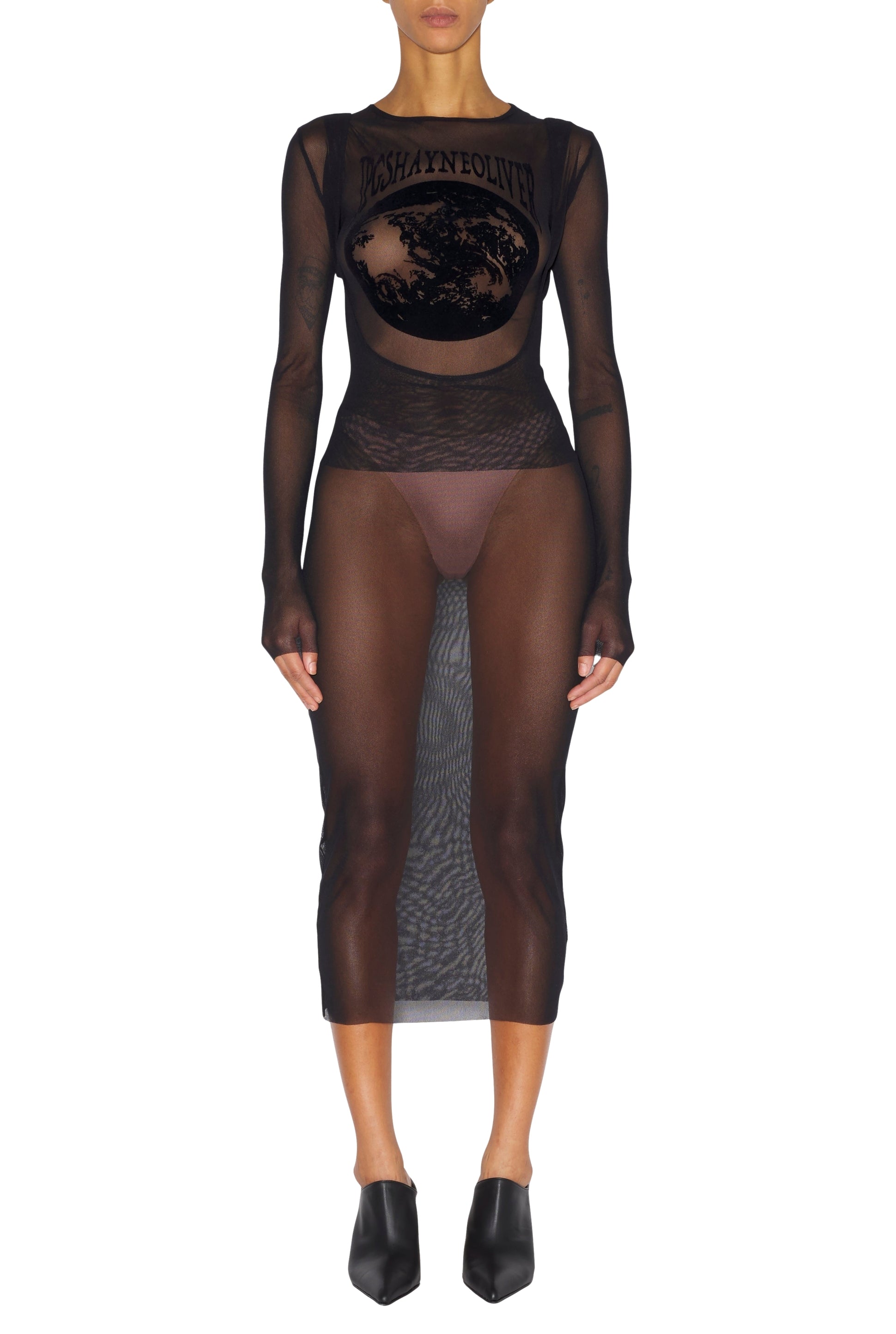 Robe JPG x Shayne Oliver en tulle - Black & Black