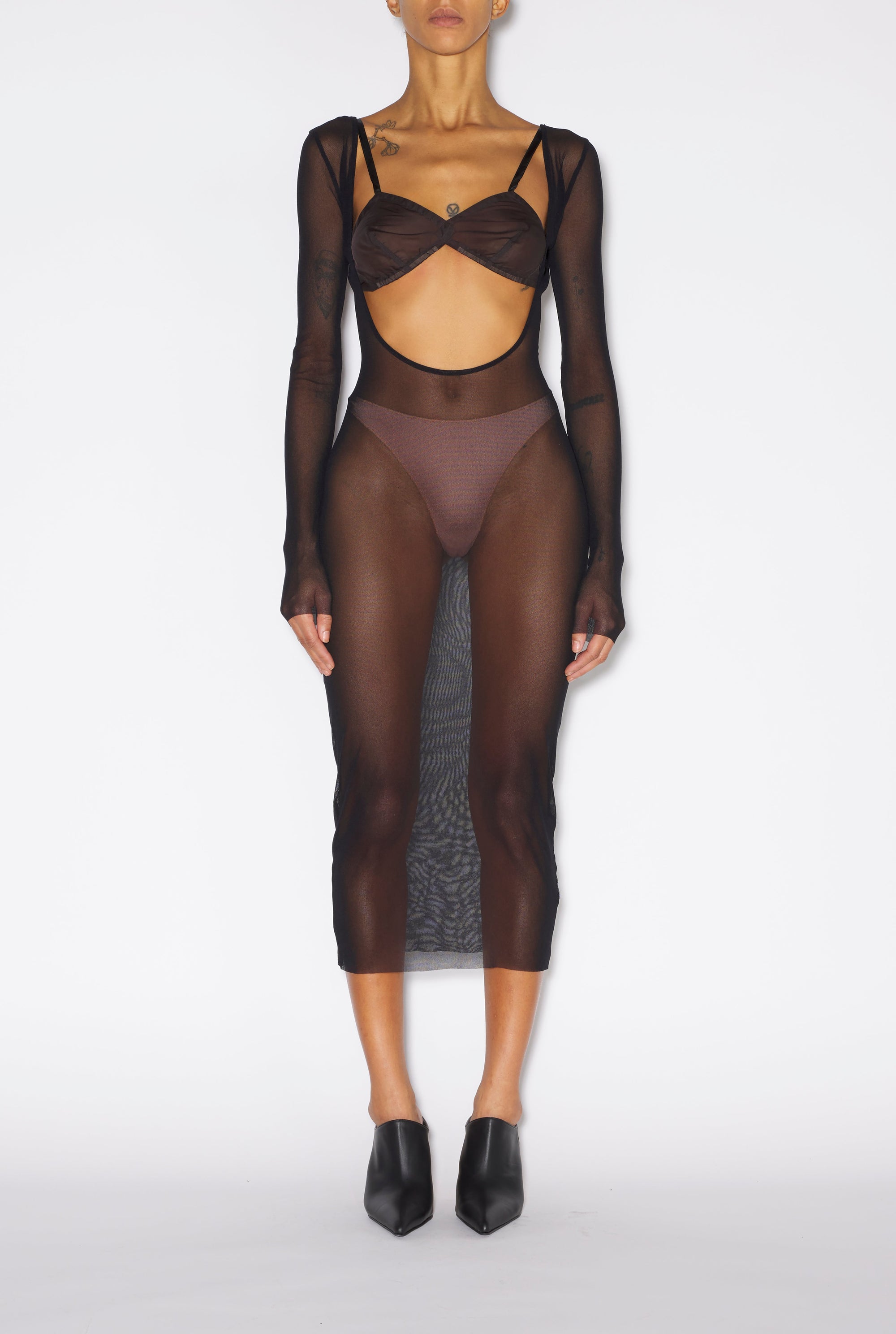 Robe JPG x Shayne Oliver en tulle - Black & Black