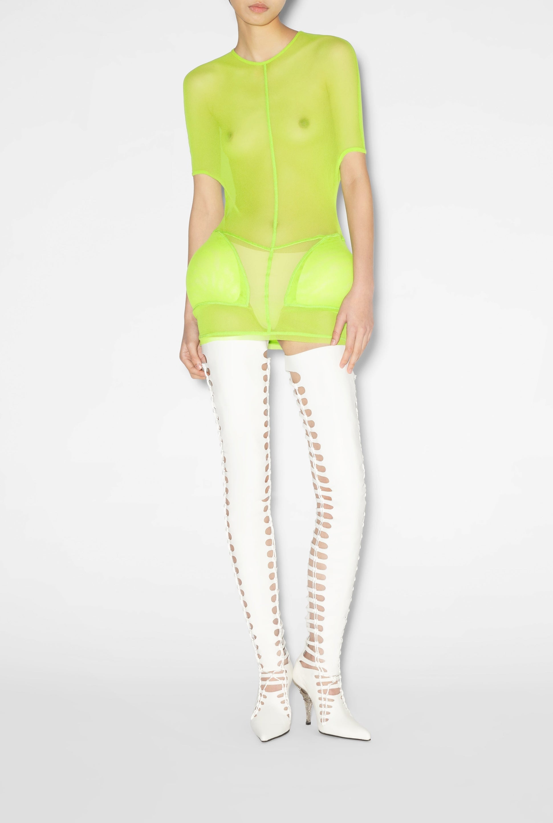 Robe courte JPG x Shayne Oliver en tulle - Lime