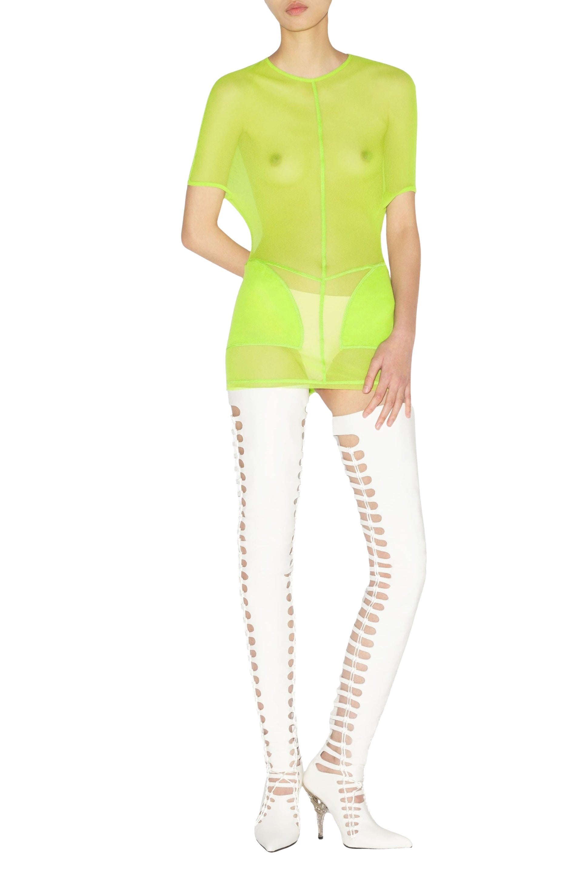Robe courte JPG x Shayne Oliver en tulle - Lime