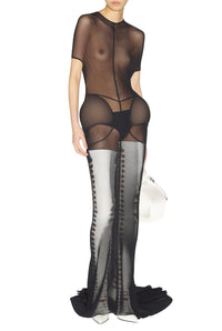 Robe longue JPG x Shayne Oliver en tulle - Black
