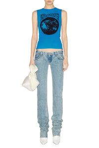 JPG x Shayne Oliver unisex tulle tank top - Ibiza Blue & Black