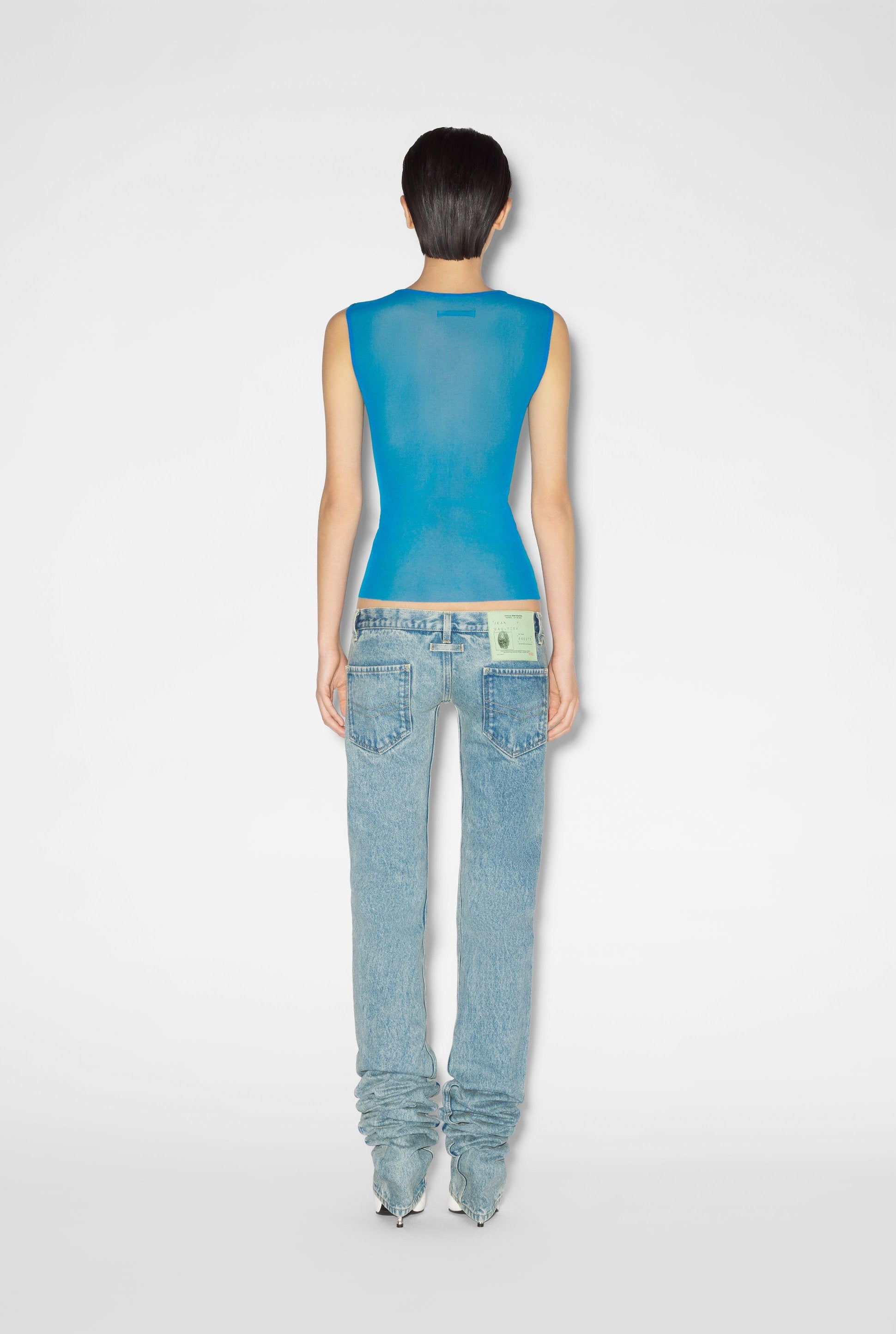 Débardeur JPG x Shayne Oliver en tulle - Ibiza Blue & Black