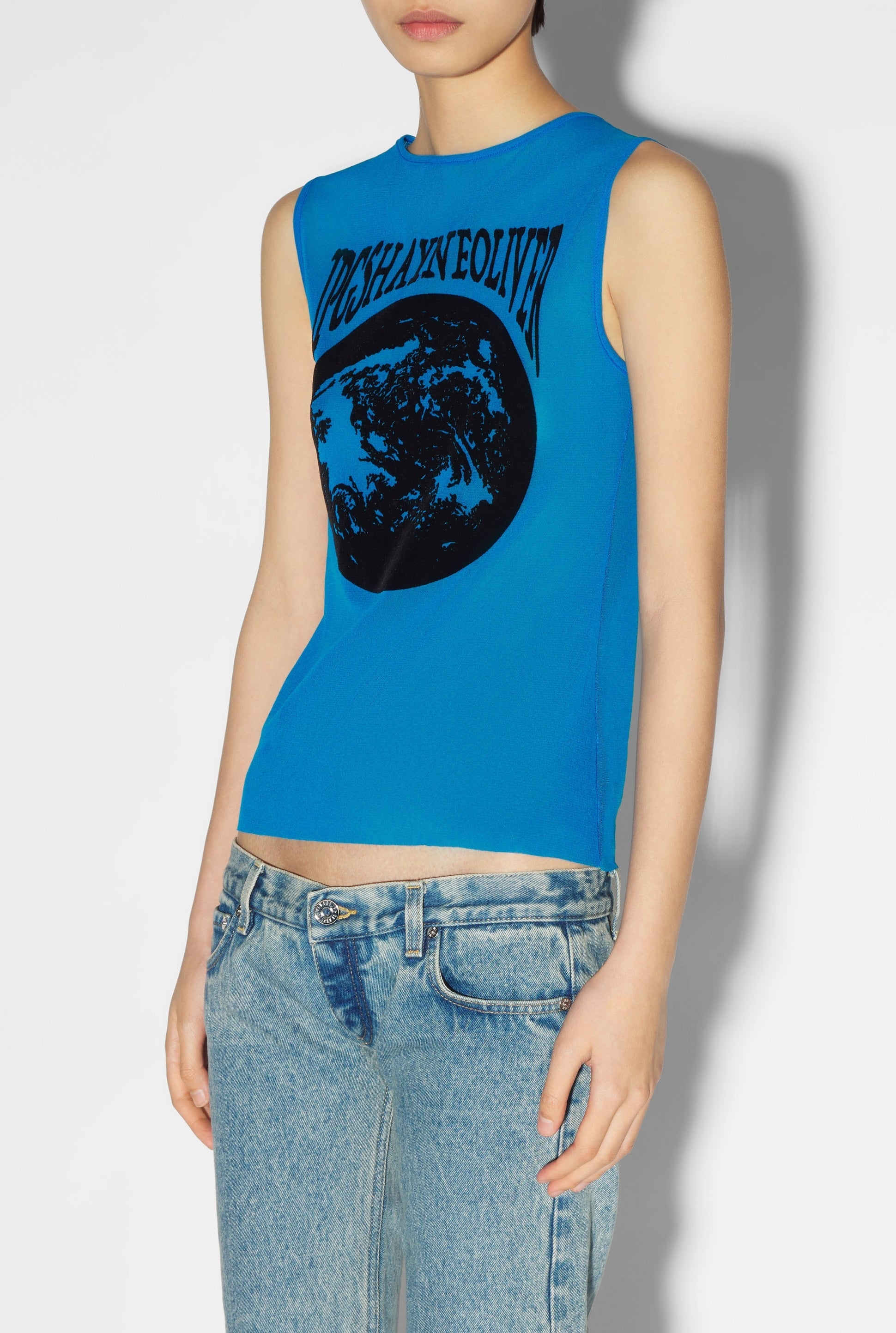 Débardeur JPG x Shayne Oliver en tulle - Ibiza Blue & Black
