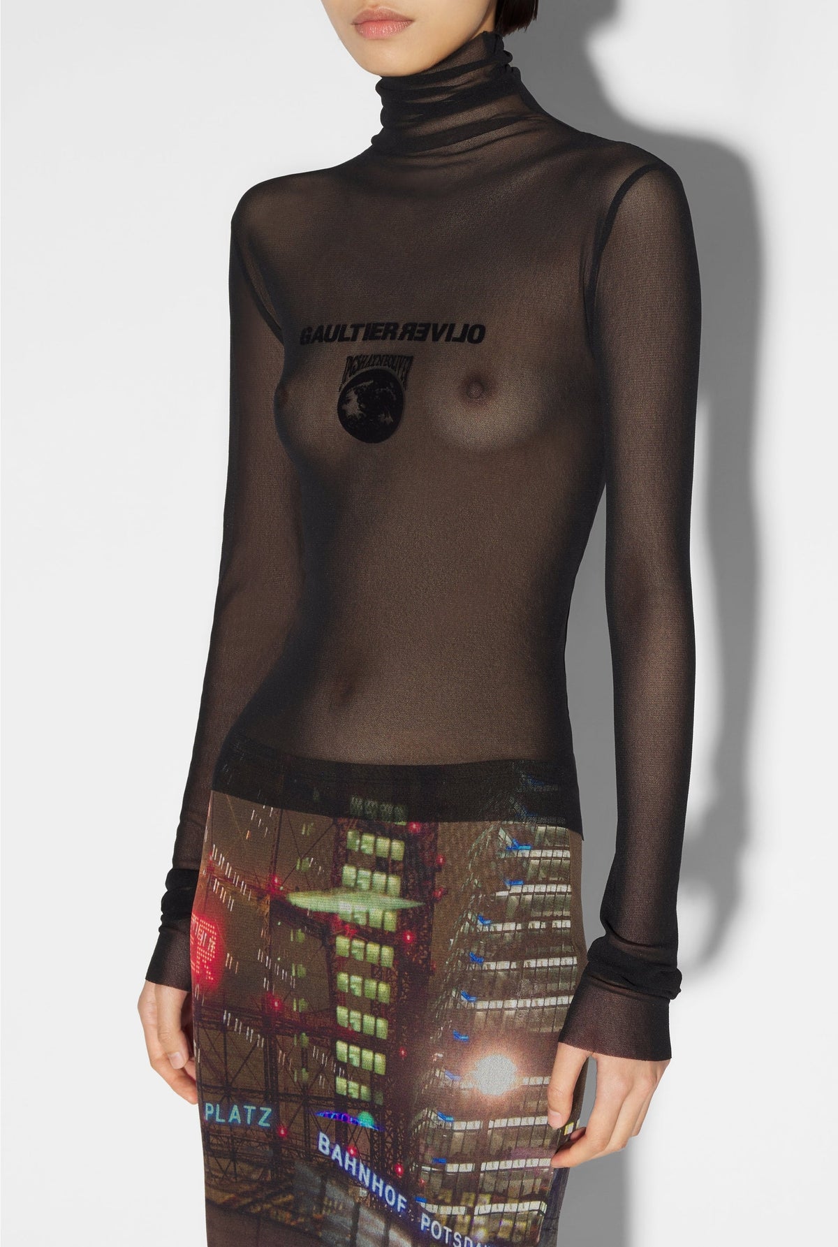 Top unisexe JPG x Shayne Oliver en tulle - Black & Black