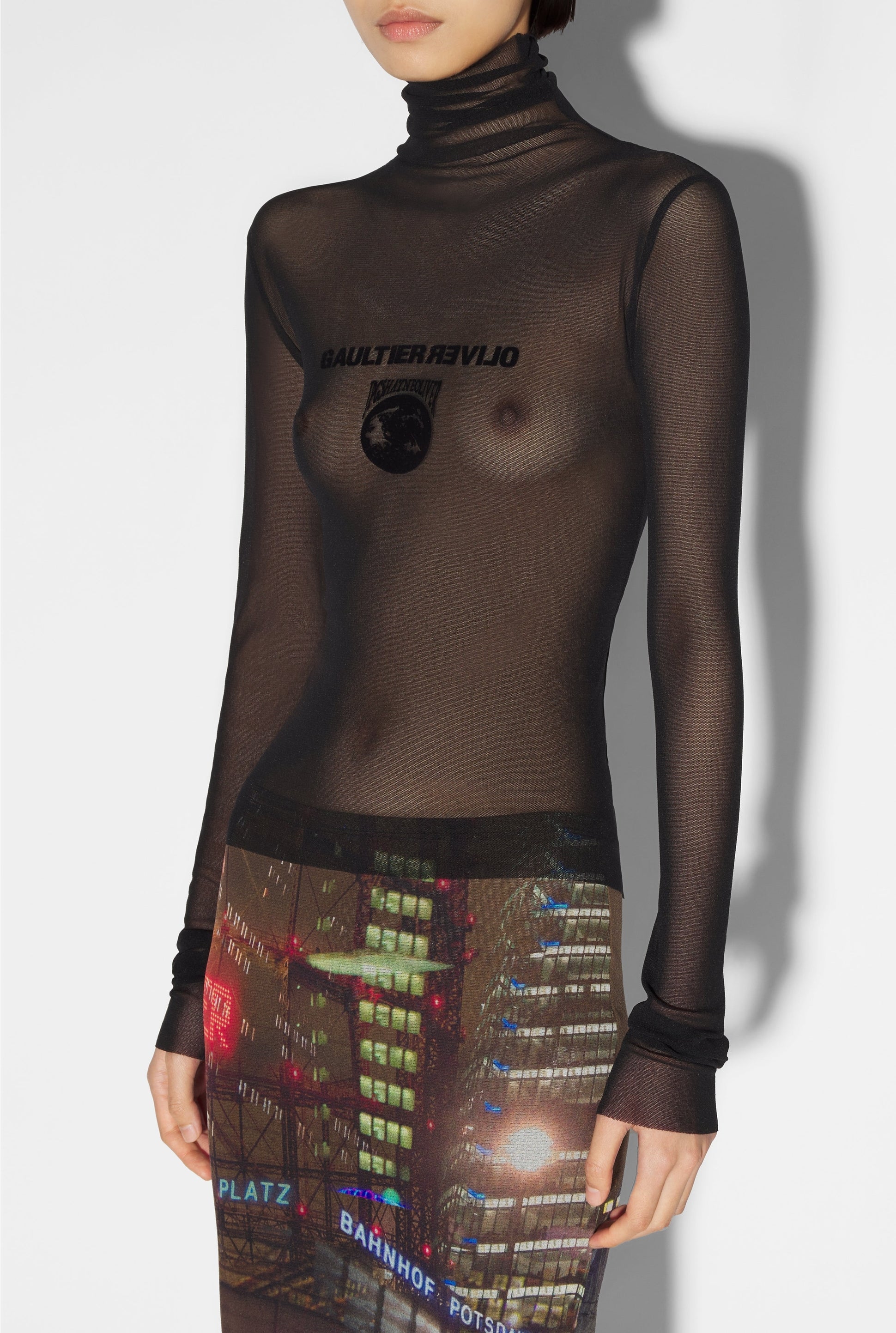 Top unisexe JPG x Shayne Oliver en tulle - Black & Black