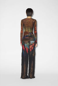 Top JPG x Shayne Oliver imprimé en tulle - Brown & Green & Blue