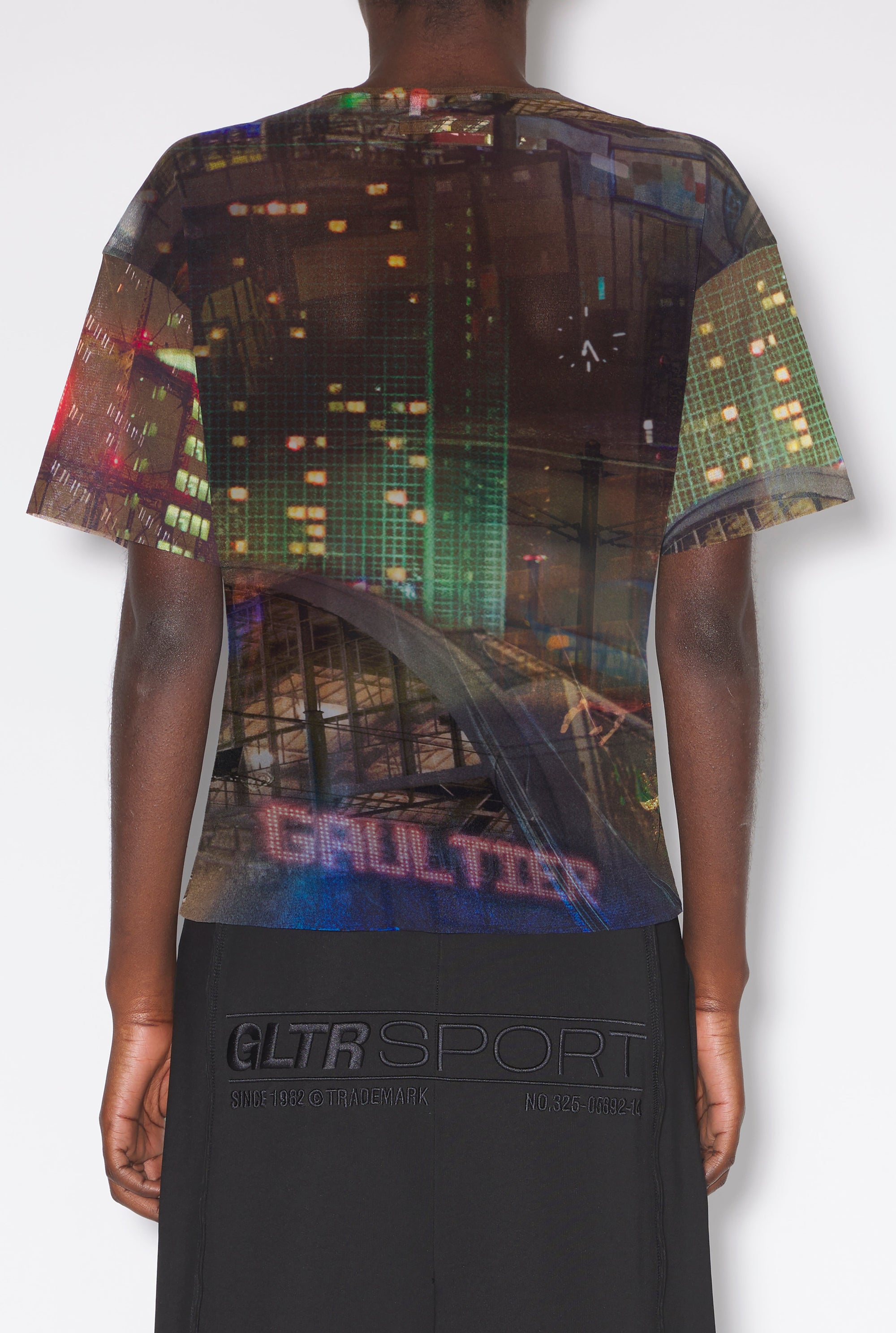 T-shirt JPG x Shayne Oliver en tulle - Brown & Green & Blue