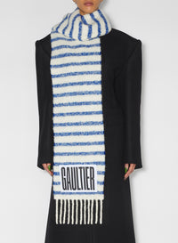 Écharpe marinière en laine - White & Blue
