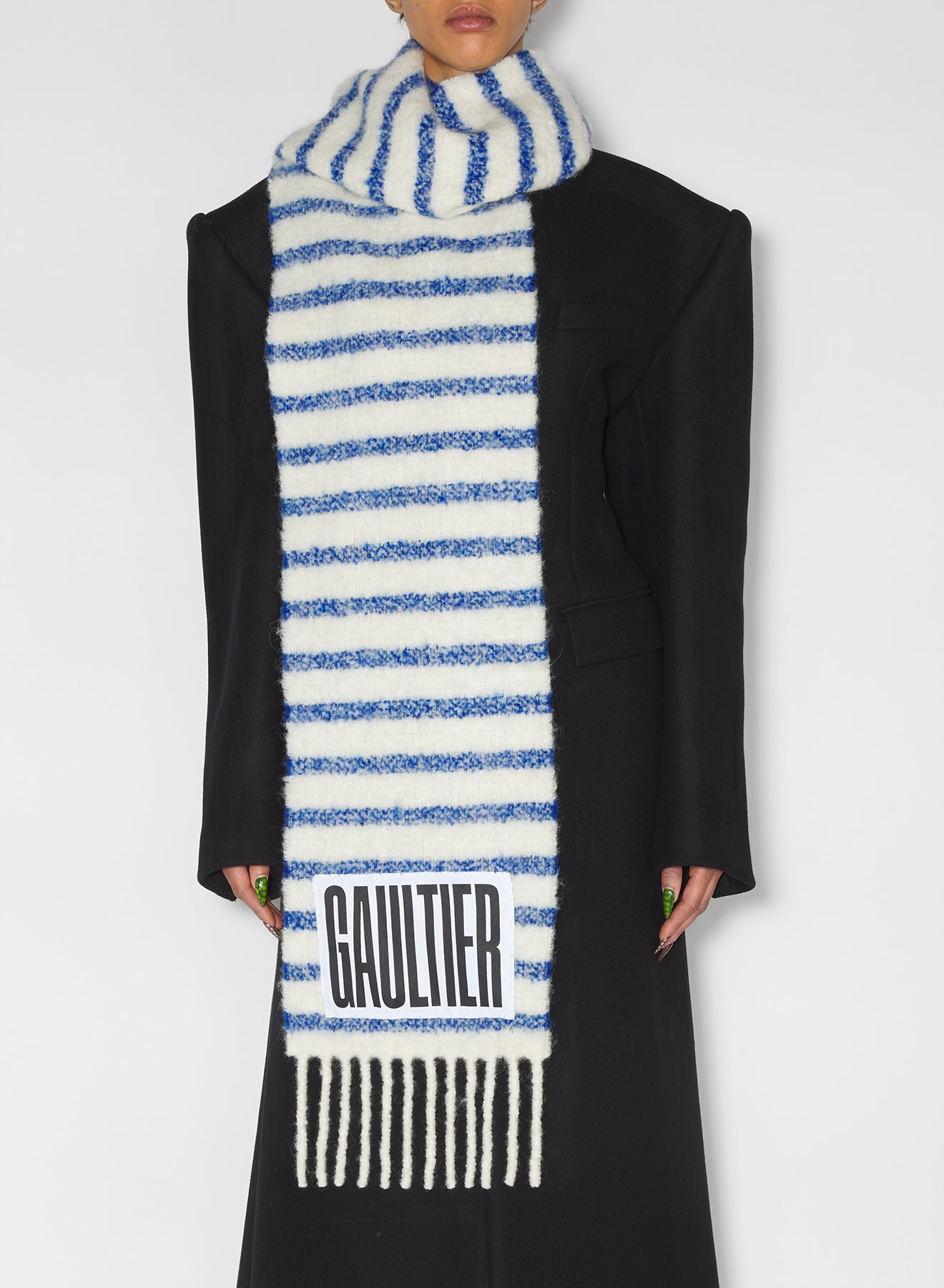 Écharpe marinière en laine - White & Blue
