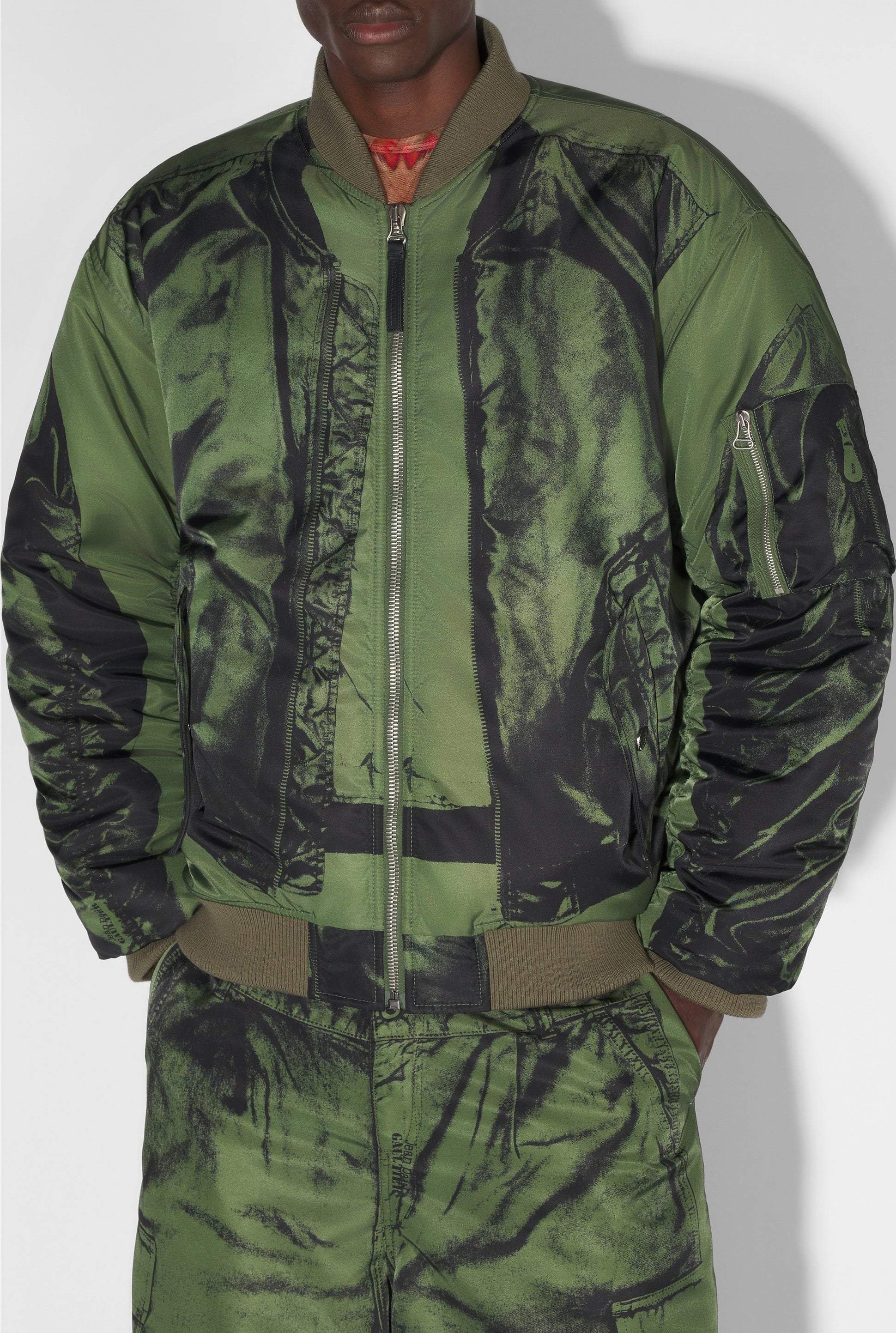 Bomber imprimé à poches - Khaki & Black