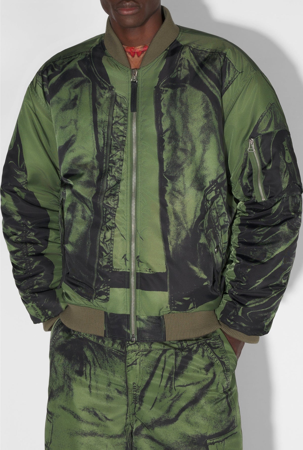Bomber imprimé à poches - Khaki & Black