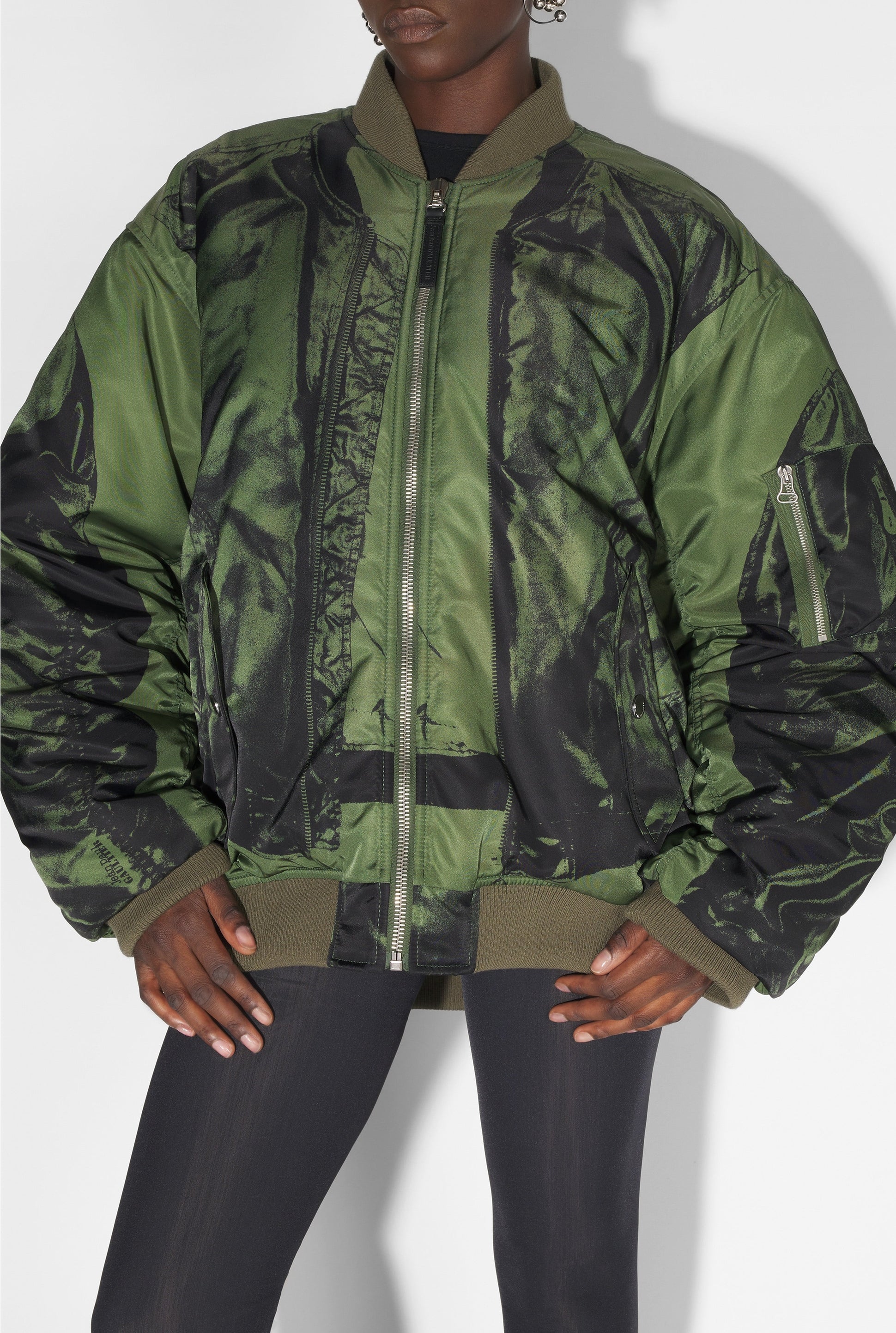 Bomber imprimé à poches - Khaki & Black