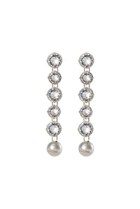 Long Diamond Earrings - Silver