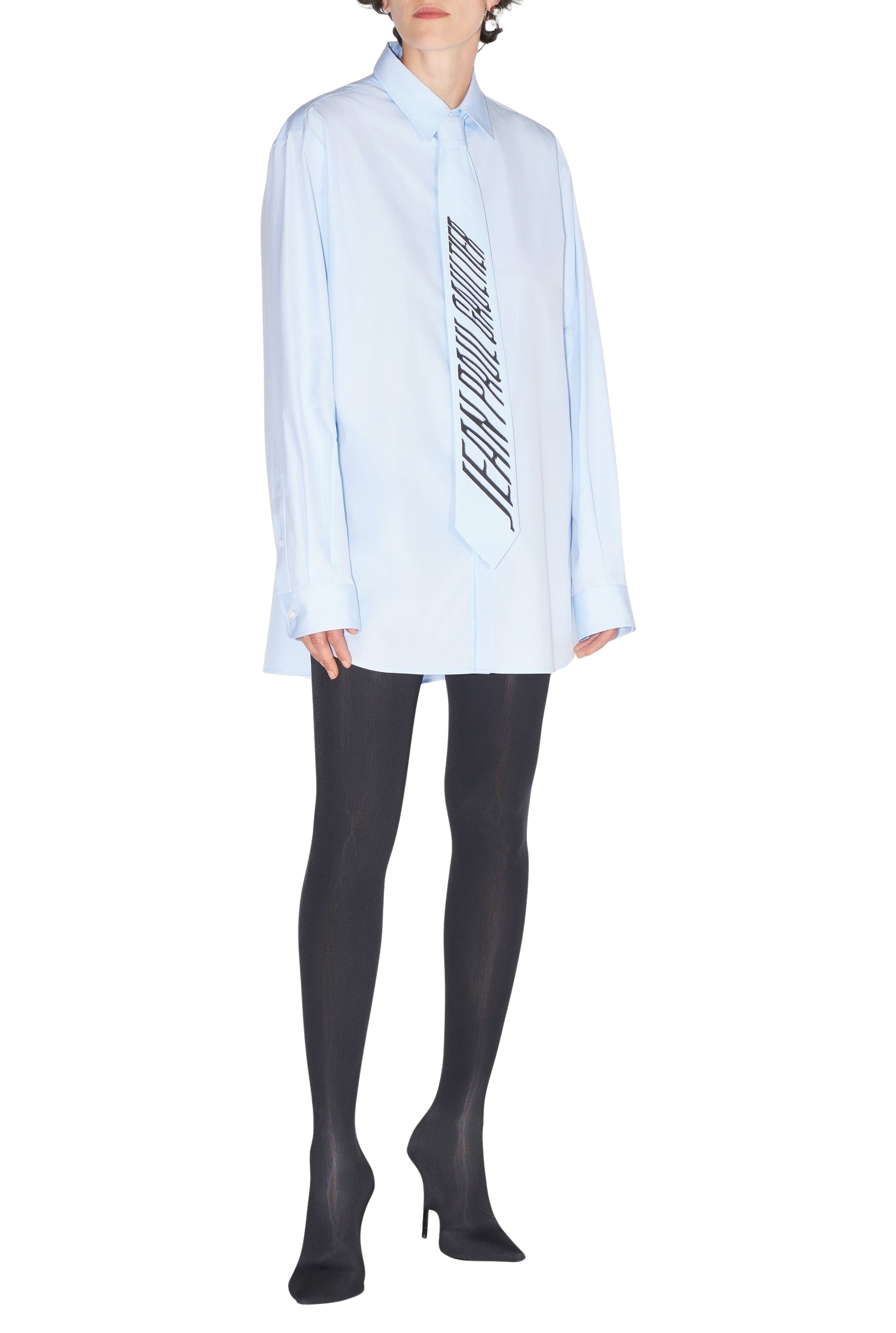 Chemise imprimée avec cravate - Baby Blue & Black