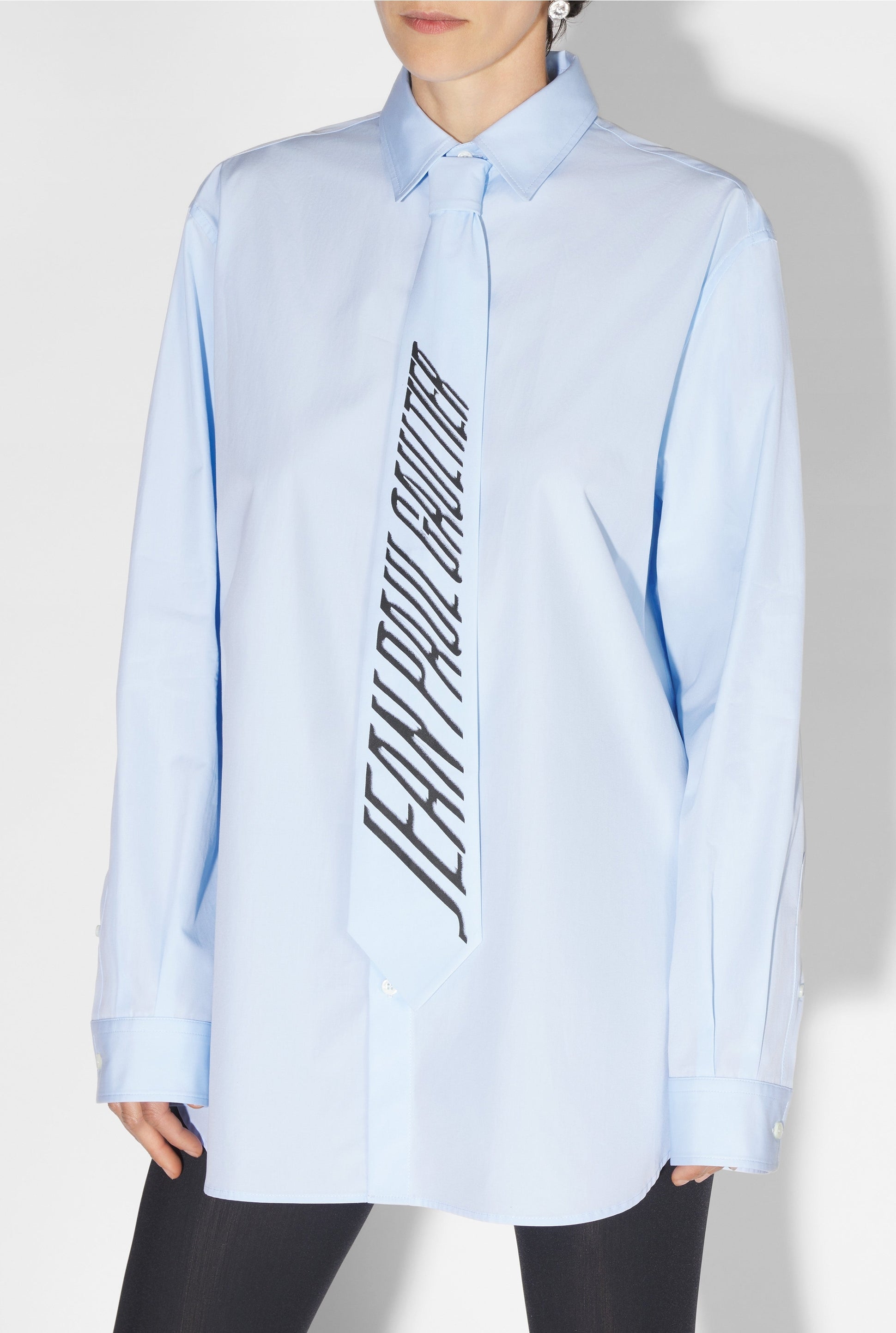 Chemise imprimée avec cravate - Baby Blue & Black
