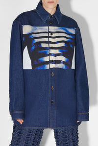 Chemise marinière imprimée en denim - Indigo & Light Blue
