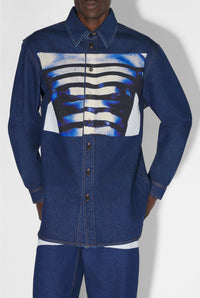 Chemise marinière imprimée en denim - Indigo & Light Blue