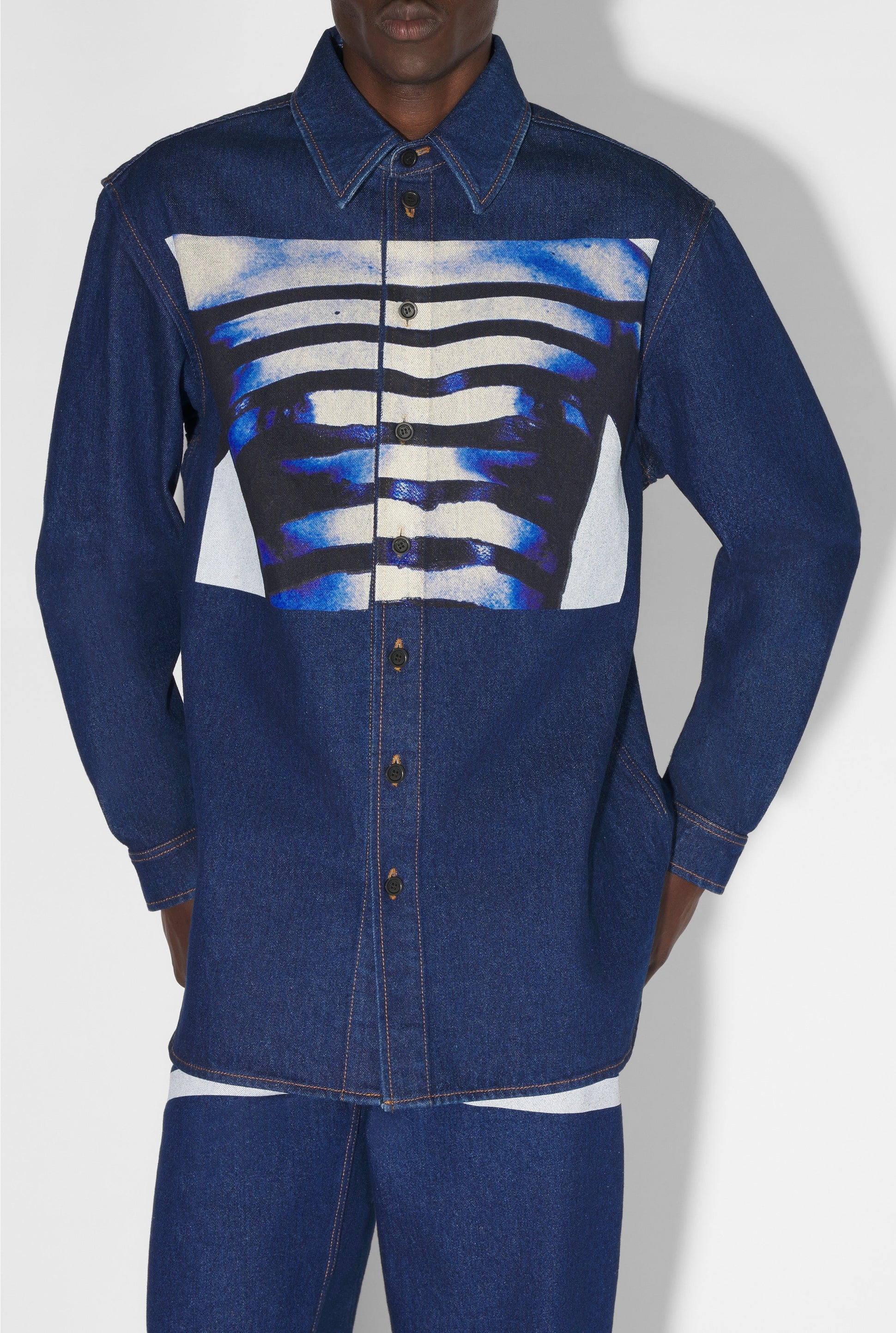 Chemise marinière imprimée en denim - Indigo & Light Blue