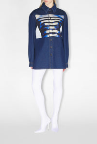 Chemise marinière imprimée en denim - Indigo & Light Blue