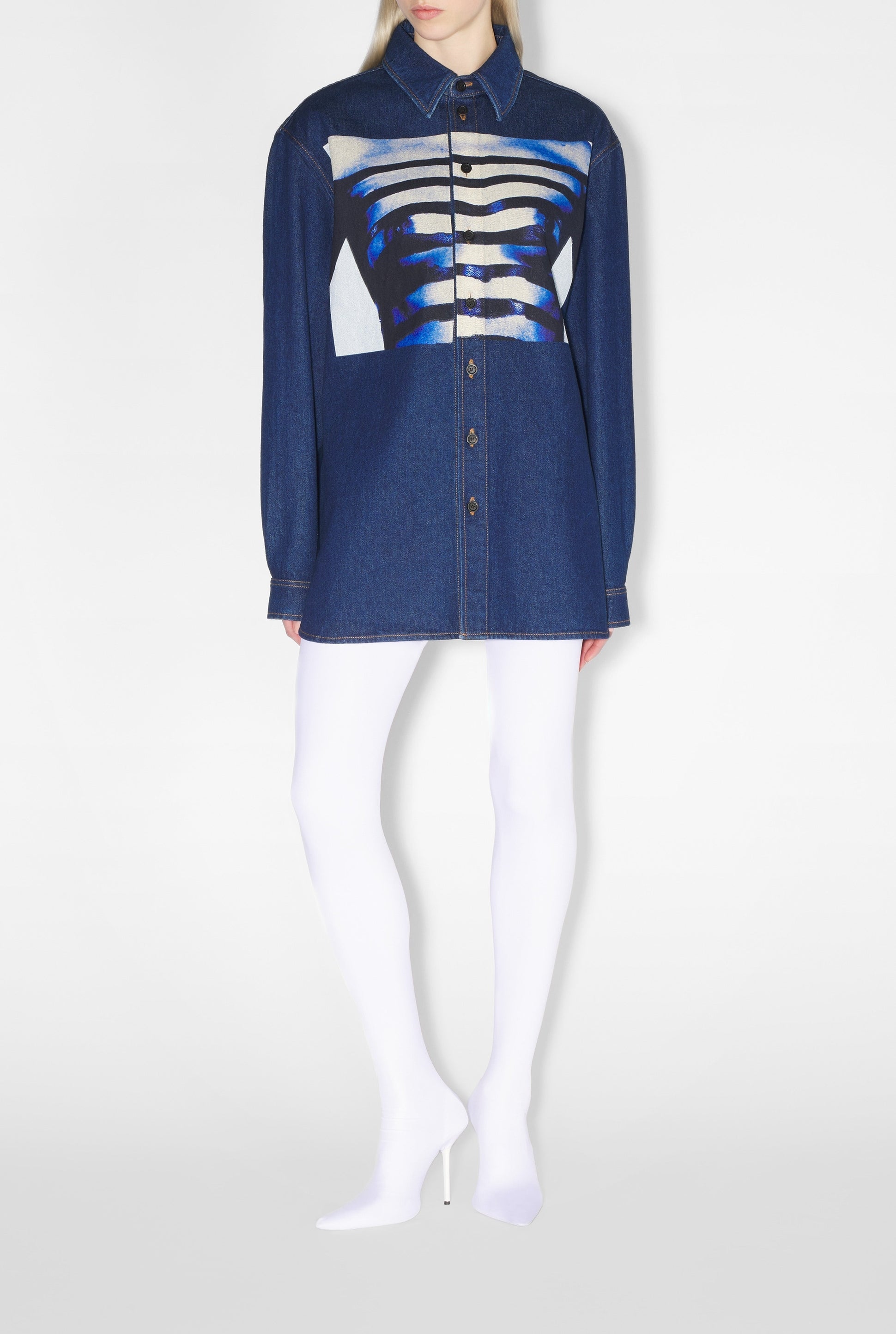 Chemise marinière imprimée en denim - Indigo & Light Blue