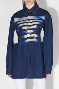 Chemise marinière imprimée en denim - Indigo & Light Blue