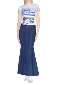 Jupe cintrée à poches en denim - Indigo