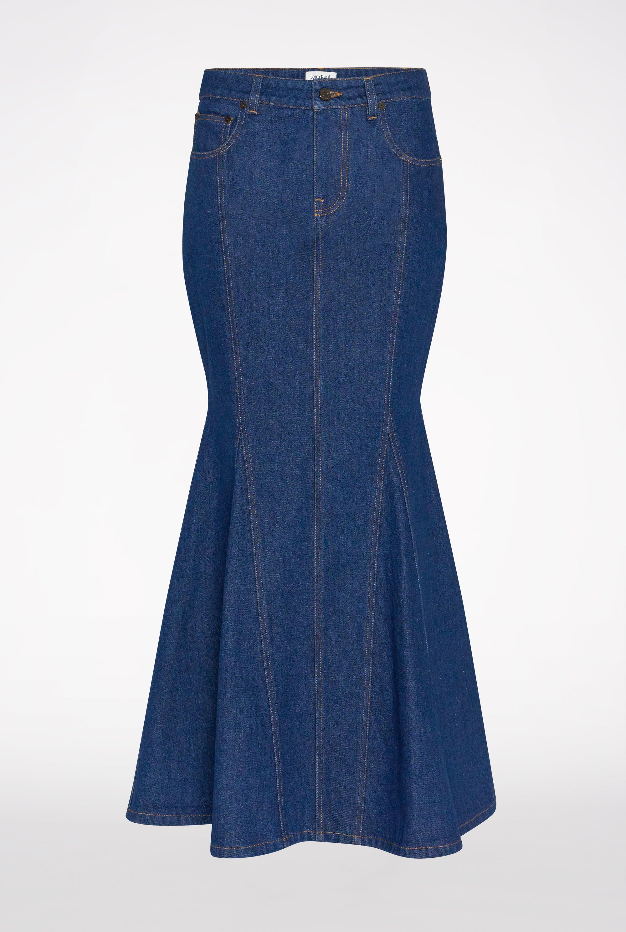 Jupe cintrée à poches en denim - Indigo