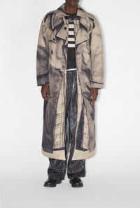 Manteau long imprimé et matelassé - Beige & Black