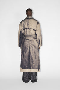 Manteau long imprimé et matelassé - Beige & Black