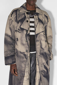 Manteau long imprimé et matelassé - Beige & Black