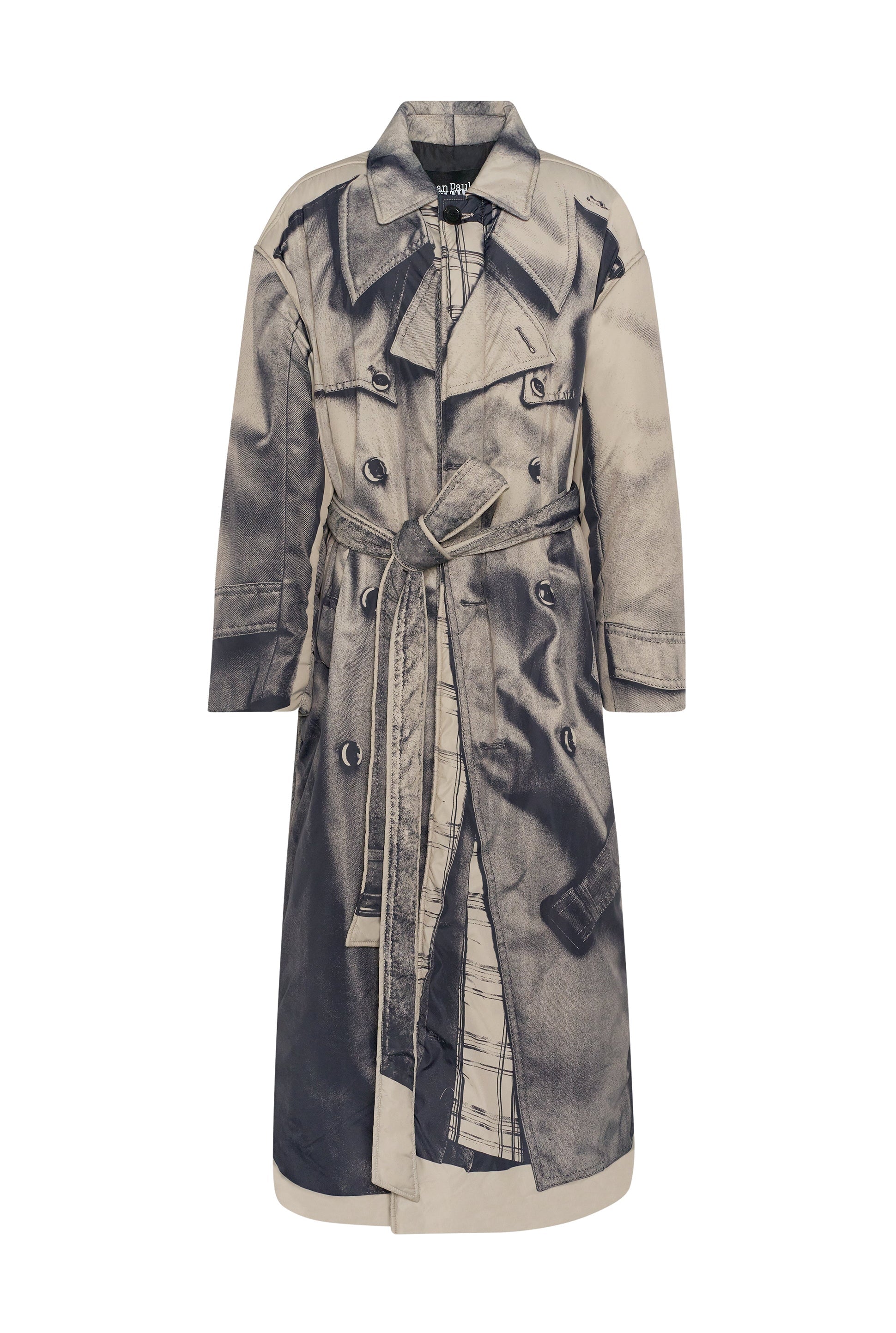 Manteau long imprimé et matelassé - Beige & Black