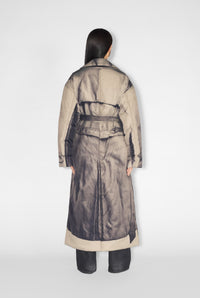 Manteau long imprimé et matelassé - Beige & Black