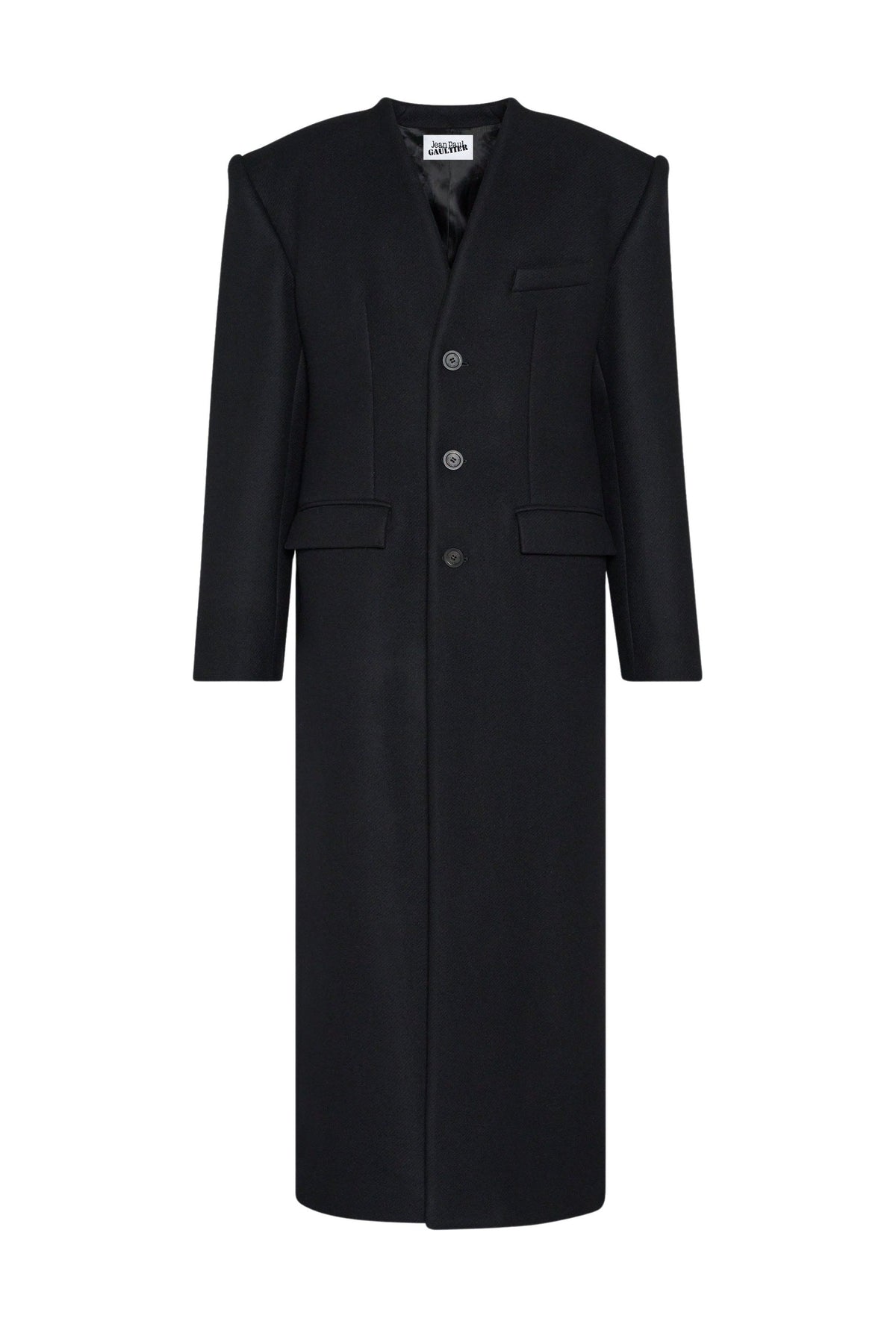 Manteau long en laine - Black & Black