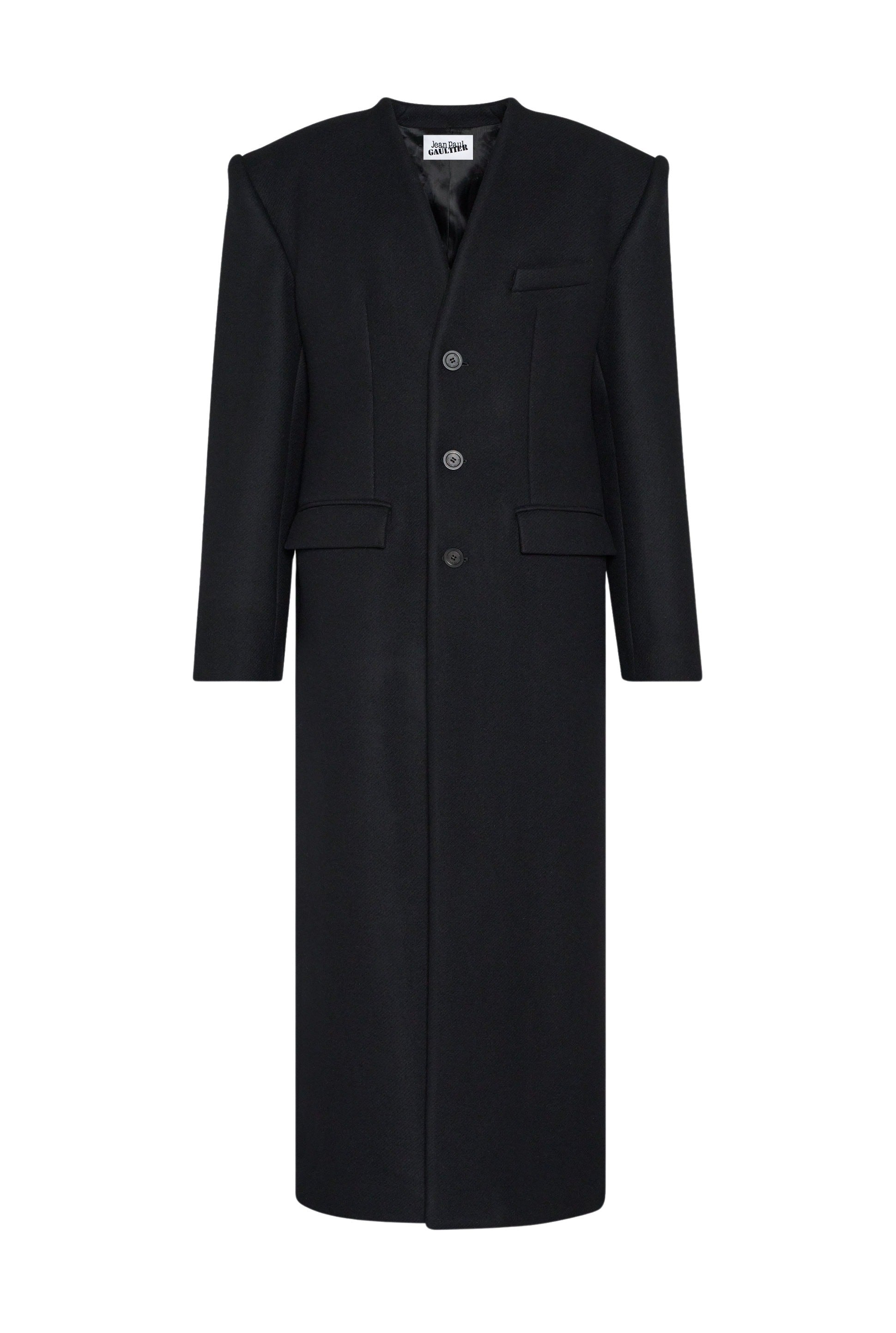 Manteau long en laine - Black & Black