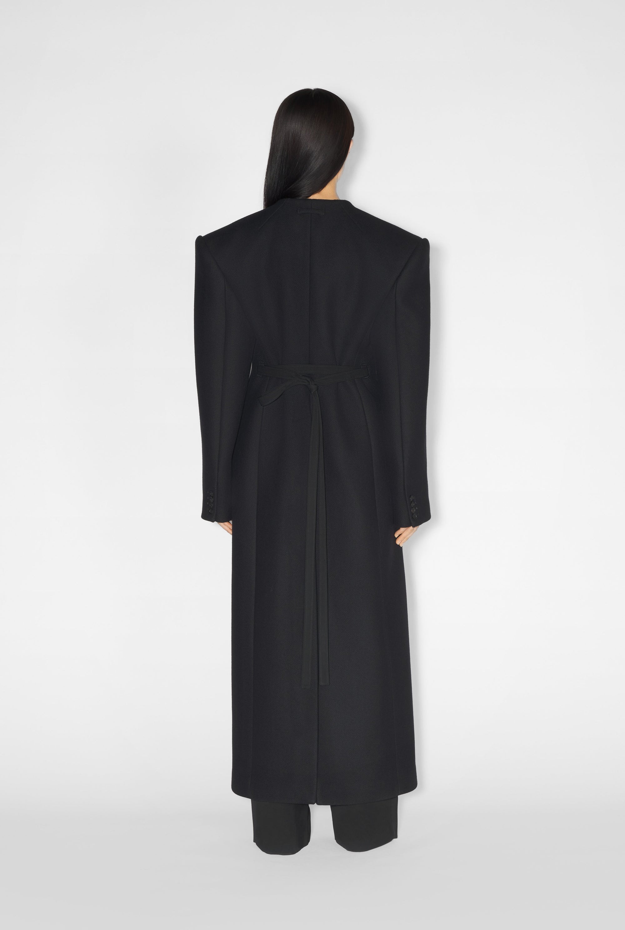 Manteau long en laine - Black & Black