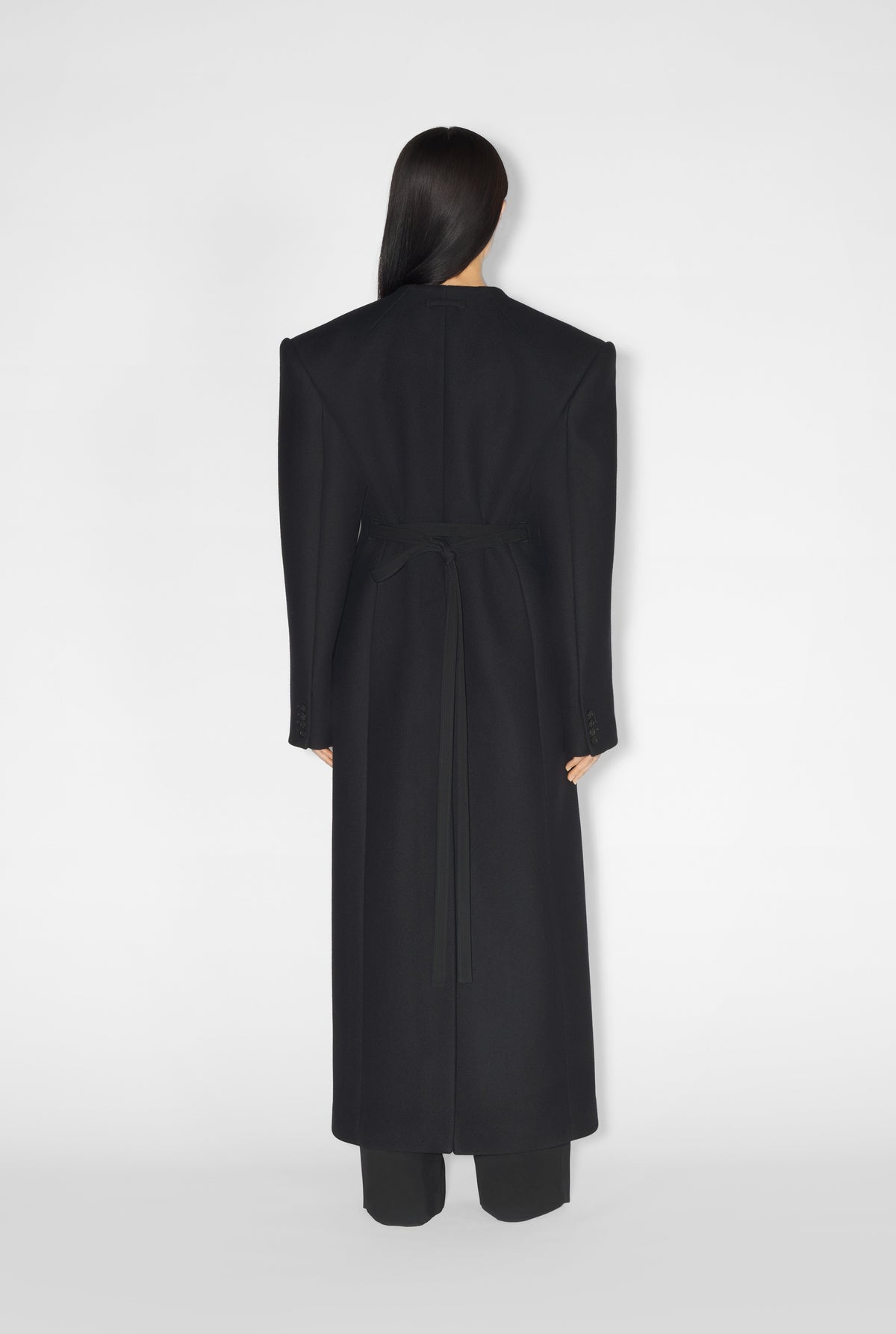 Manteau long en laine - Black & Black