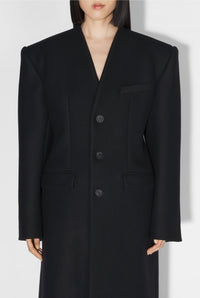 Manteau long en laine - Black & Black