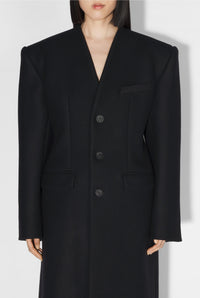 Manteau long en laine - Black & Black