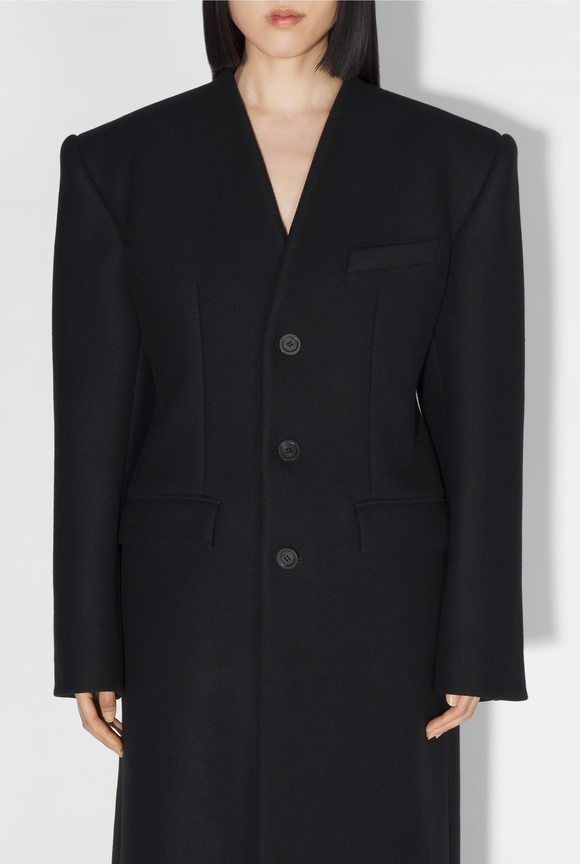 Manteau long en laine - Black & Black