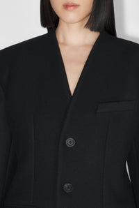 Manteau long en laine - Black & Black